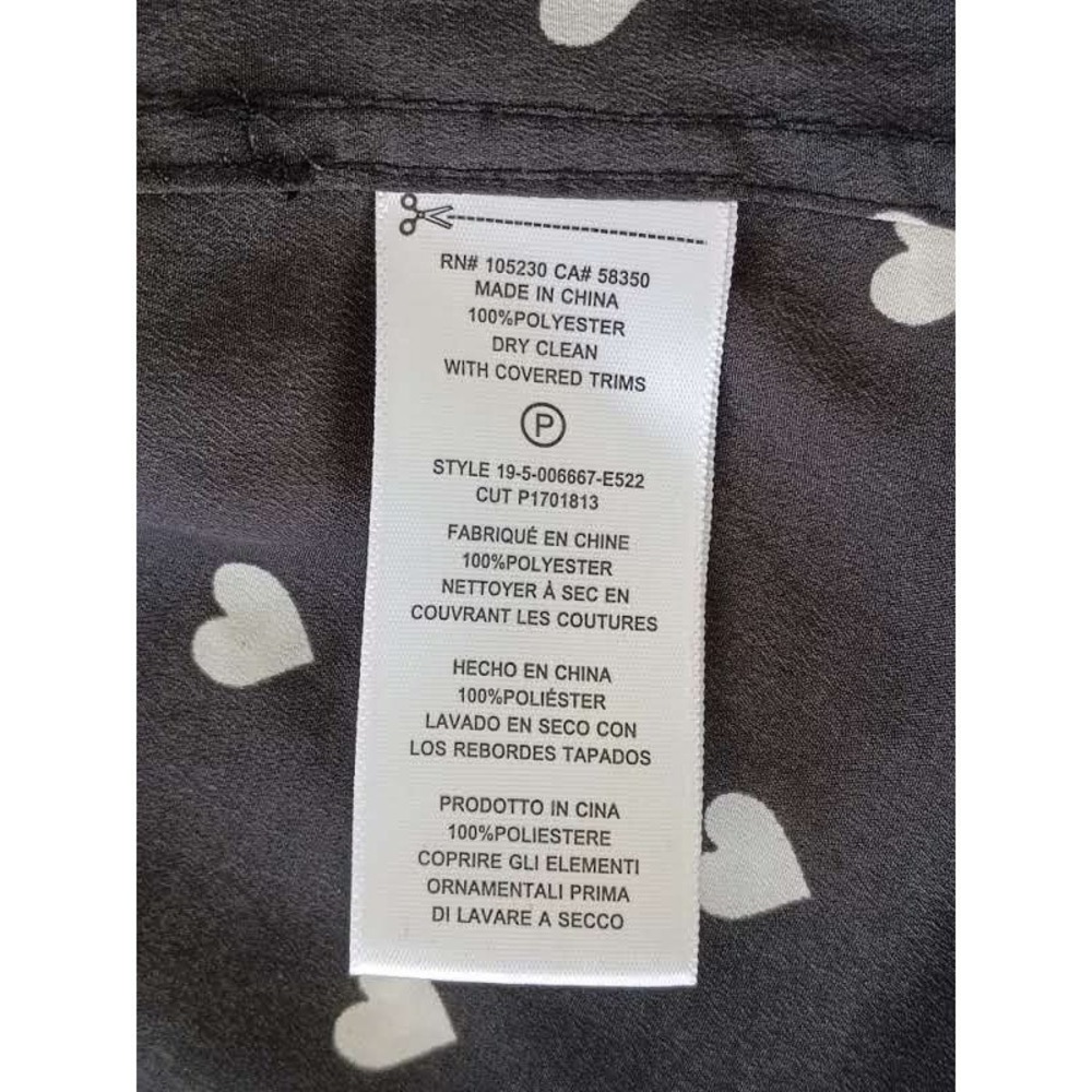 Equipment Femme Romantic Black Heart‎ Print Button Down Blouse Fits S NWOT $280 - Picture 12 of 12